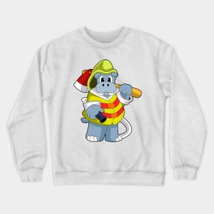 Hippo as Firefighter with Ax Crewneck Sweatshirt